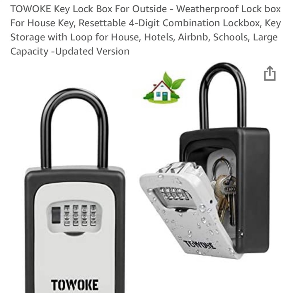 TOWOKE key lock box for outside- weatherproof lock
